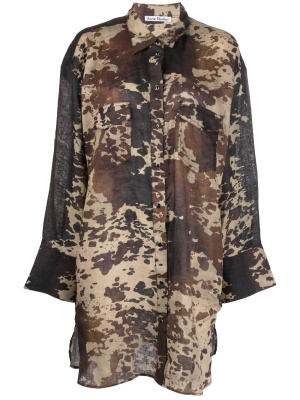 

Cow-print linen shirtdress, Acne Studios Cow-print linen shirtdress