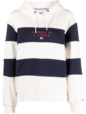

Logo-embroidered striped hoodie, Tommy Jeans Logo-embroidered striped hoodie
