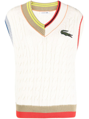 

Logo-patch cable-knit vest, Lacoste Logo-patch cable-knit vest