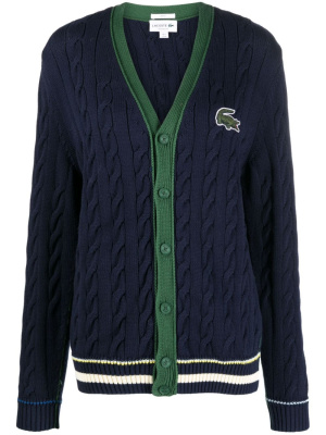 

Logo-patch cable-knit cardigan, Lacoste Logo-patch cable-knit cardigan