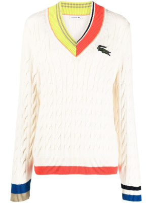 

Logo-patch cable-knit jumper, Lacoste Logo-patch cable-knit jumper