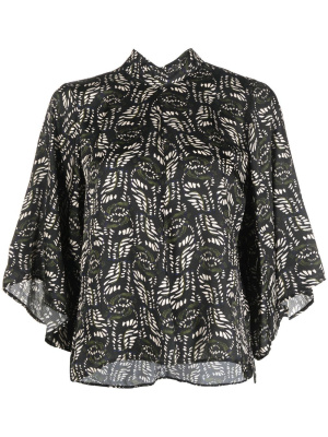 

Leaf-print high neck blouse, Forte Forte Leaf-print high neck blouse
