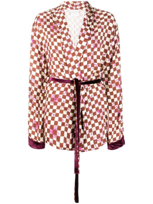 

Graphic-print tied-waist jacket, Forte Forte Graphic-print tied-waist jacket