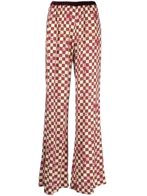 

Checkerboard-print flared trousers, Forte Forte Checkerboard-print flared trousers