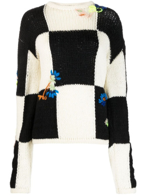 

Checkerboard-knit long-sleeved jumper, Forte Forte Checkerboard-knit long-sleeved jumper