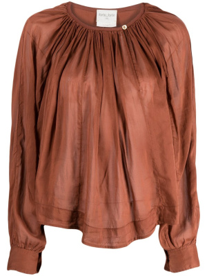 

Plissé-effect gathered-neckline blouse, Forte Forte Plissé-effect gathered-neckline blouse