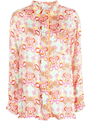 

Geometric-print tassel-detail shirt, Forte Forte Geometric-print tassel-detail shirt