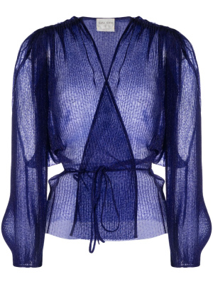 

Pleated long-sleeve wrap blouse, Forte Forte Pleated long-sleeve wrap blouse