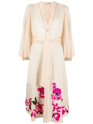 

Floral-print belted midi dress, Forte Forte Floral-print belted midi dress