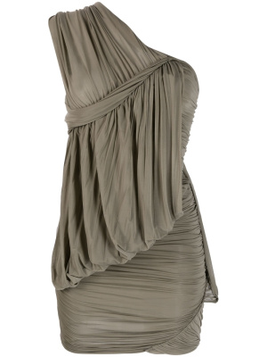 

One-shoulder ruched minidress, Rick Owens One-shoulder ruched minidress