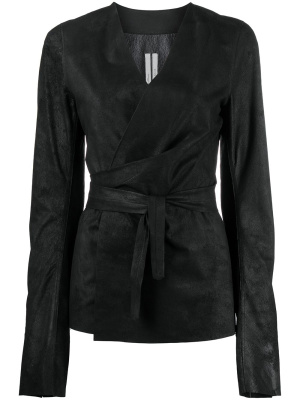 

V-neck tied-waist jacket, Rick Owens V-neck tied-waist jacket