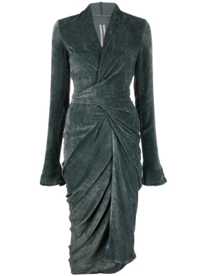 

Draped mid-length wrap dress, Rick Owens Draped mid-length wrap dress