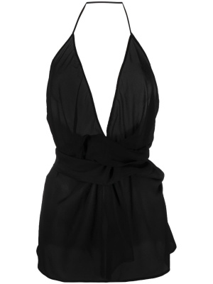 

V-neck tie-fastening blouse, Rick Owens V-neck tie-fastening blouse