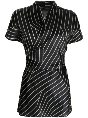 

Stripe-pattern wrap blouse, Rick Owens Stripe-pattern wrap blouse