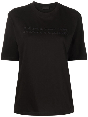 

Spliced embroidered-logo T-shirt, Moncler Spliced embroidered-logo T-shirt