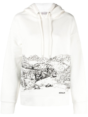 

Mountain-print jersey hoodie, Moncler Mountain-print jersey hoodie