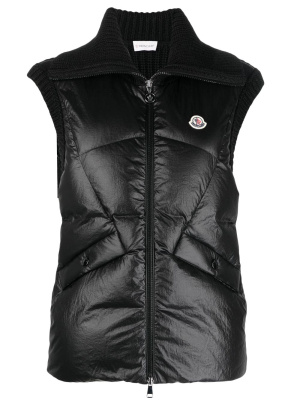 

Logo-patch quilted knitted gilet, Moncler Logo-patch quilted knitted gilet