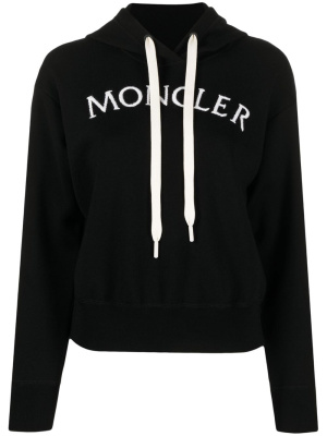 

Embroidered-logo knit hoodie, Moncler Embroidered-logo knit hoodie