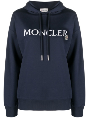 

Logo-embroidered cotton hoodie, Moncler Logo-embroidered cotton hoodie