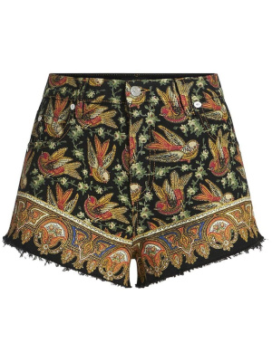 

Jacquard denim mini shorts, ETRO Jacquard denim mini shorts