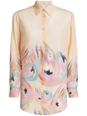 

Painterly-print silk shirt, ETRO Painterly-print silk shirt