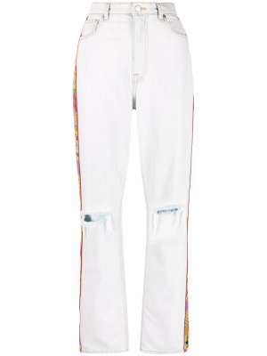 

Embroidered-trim straight-leg jeans, ETRO Embroidered-trim straight-leg jeans