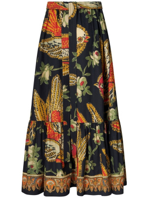 

Graphic-print tiered midi skirt, ETRO Graphic-print tiered midi skirt