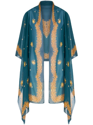 

Baroque-print silk cape, ETRO Baroque-print silk cape