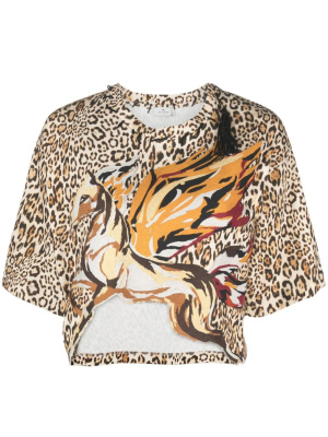 

Pegaso-patch leopard-print T-shirt, ETRO Pegaso-patch leopard-print T-shirt