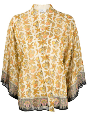 

Graphic-print silk poncho, ETRO Graphic-print silk poncho
