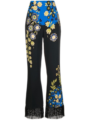 

Floral-print fringed tailored trousers, ETRO Floral-print fringed tailored trousers