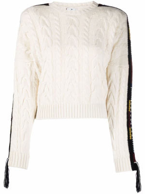 

Cable-knit jacquard-tape jumper, ETRO Cable-knit jacquard-tape jumper