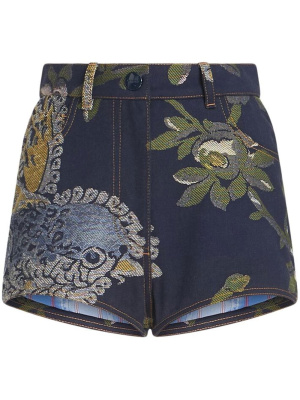 

Embroidered denim mini shorts, ETRO Embroidered denim mini shorts