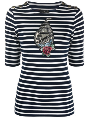 

Appliqué striped T-shirt, ETRO Appliqué striped T-shirt