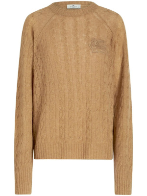 

Logo-embroidered cable-knit jumper, ETRO Logo-embroidered cable-knit jumper
