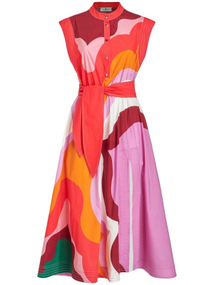 

Graphic-print belted midi dress, ETRO Graphic-print belted midi dress