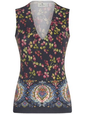 

Floral-print knitted vest, ETRO Floral-print knitted vest