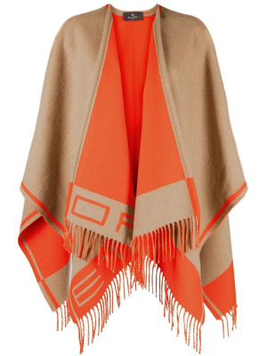 

Logo-jacquard fringed cape, ETRO Logo-jacquard fringed cape