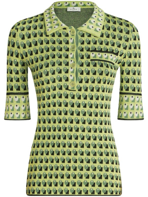 

Geometric-print knitted polo shirt, ETRO Geometric-print knitted polo shirt