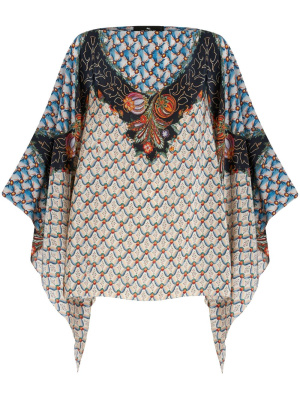 

Floral-pattern layered silk poncho, ETRO Floral-pattern layered silk poncho