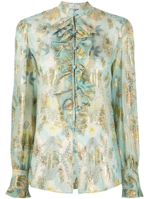 

Floral-print ruffle silk blouse, ETRO Floral-print ruffle silk blouse