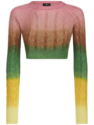 

Gradient cable-knit cropped jumper, ETRO Gradient cable-knit cropped jumper