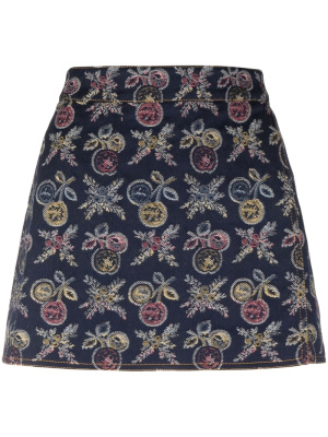 

Jacquard denim mini skirt, ETRO Jacquard denim mini skirt