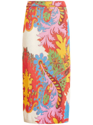 

Paisley-print knitted silk skirt, ETRO Paisley-print knitted silk skirt