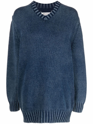 

Ribbed-knit V-neck jumper, Maison Margiela Ribbed-knit V-neck jumper