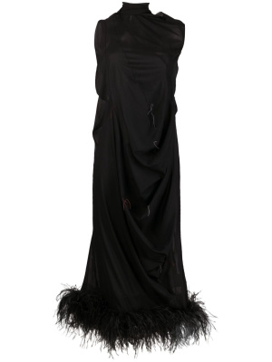 

Feather-trim long dress, Maison Margiela Feather-trim long dress