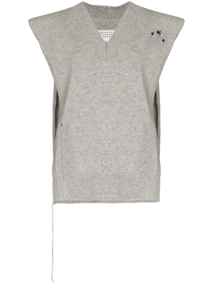 

Ripped V-neck knitted vest, Maison Margiela Ripped V-neck knitted vest