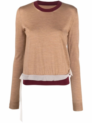 

Contrast-trim long-sleeve knitted top, Maison Margiela Contrast-trim long-sleeve knitted top