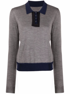

Contrasting-panel polo jumper, Maison Margiela Contrasting-panel polo jumper