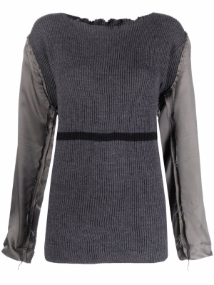 

Distressed contrast sleeve knit top, Maison Margiela Distressed contrast sleeve knit top